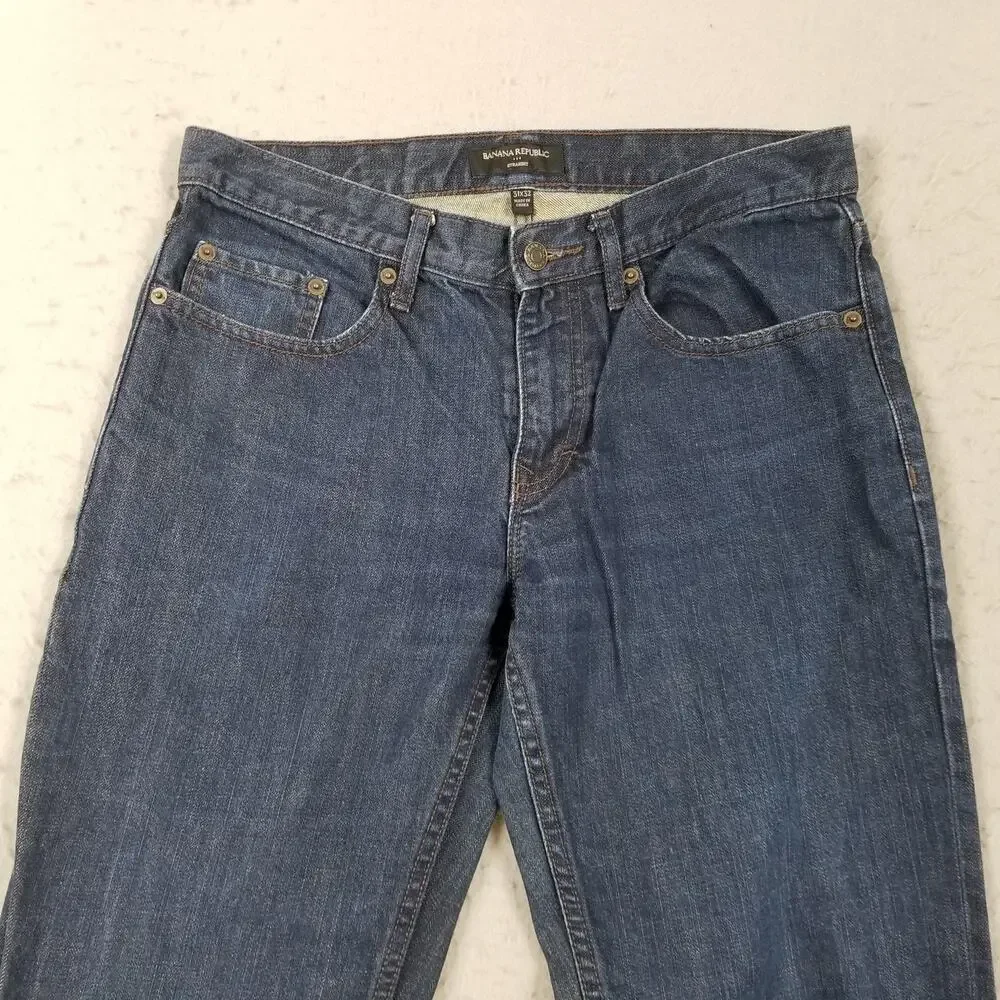 Banana Republic Jeans Mens 31x30 Blue Denim Straight Five Pocket Classic Casual‎